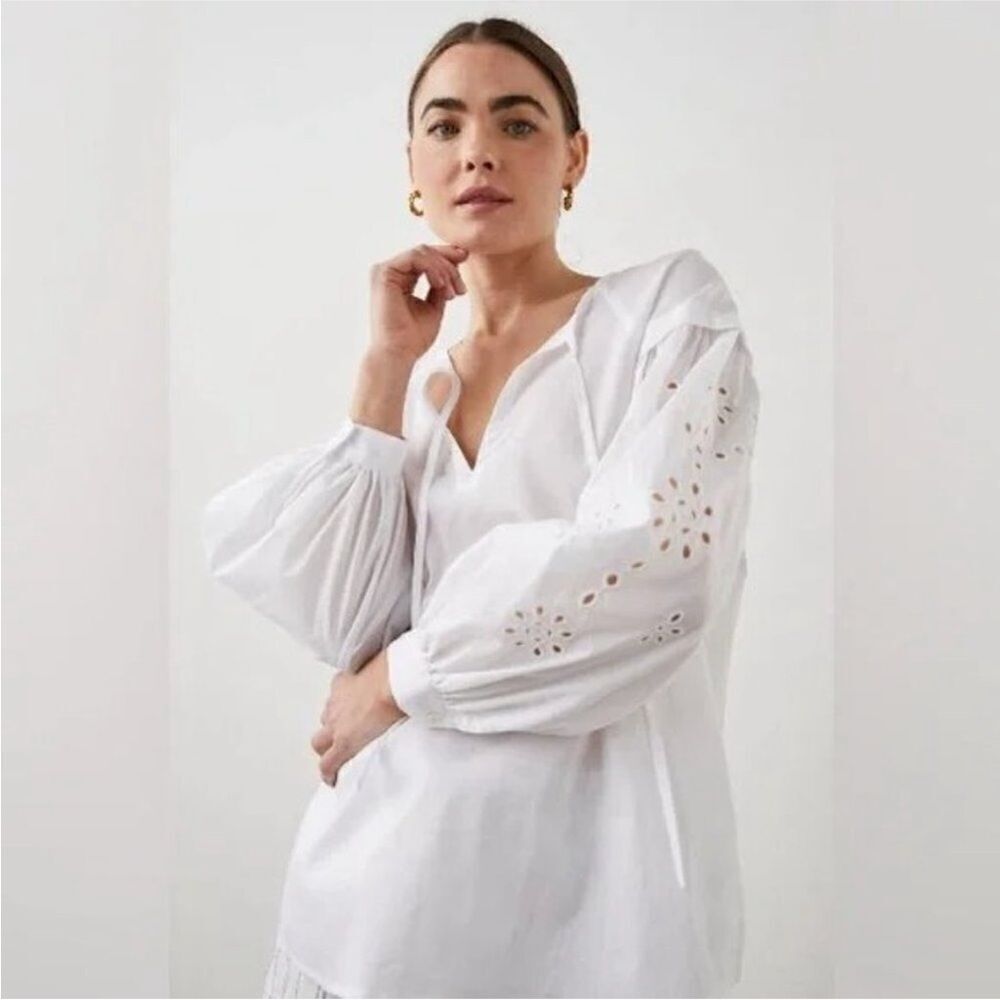 Rails ‘Dari’ Eyelet Drop Shoulder Tunic Top in “Beach White” Medium $218